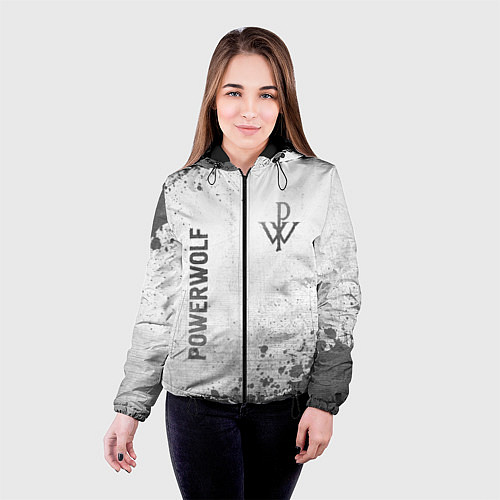 Женская куртка Powerwolf - white gradient вертикально / 3D-Черный – фото 4