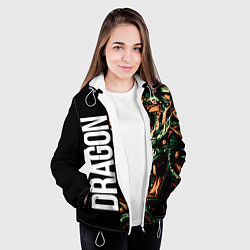 Куртка с капюшоном женская Татуировка дракона ирезуми, цвет: 3D-белый — фото 2