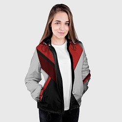 Куртка с капюшоном женская Color black red grey, цвет: 3D-черный — фото 2