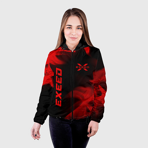 Женская куртка Exeed - red gradient вертикально / 3D-Черный – фото 4