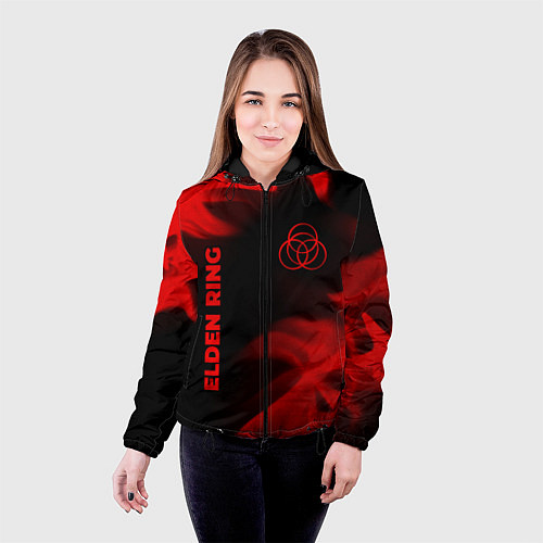 Женская куртка Elden Ring - red gradient вертикально / 3D-Черный – фото 4