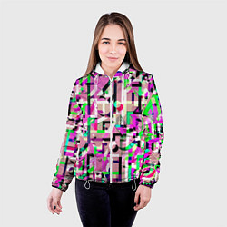 Куртка с капюшоном женская Объемная абстракция розовый, цвет: 3D-белый — фото 2
