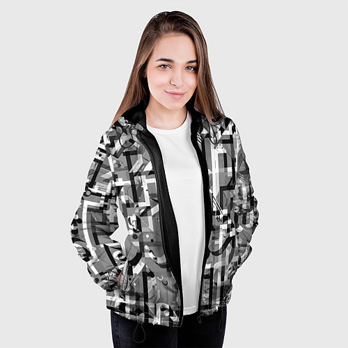 Женская куртка Серый объёмный эффект / 3D-Черный – фото 3