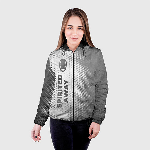 Женская куртка Spirited Away - white gradient по-вертикали / 3D-Черный – фото 4