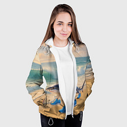 Куртка с капюшоном женская Тралалеро тралала мем, цвет: 3D-белый — фото 2