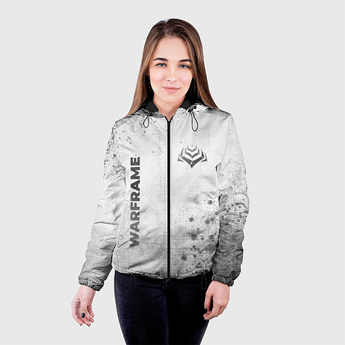 Женская куртка Warframe - white gradient вертикально / 3D-Черный – фото 4