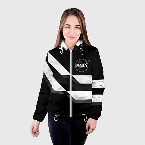 Женская куртка Nasa геометрия полосы / 3D-Белый – фото 4