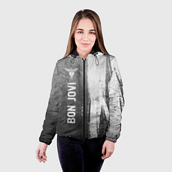 Куртка с капюшоном женская Bon Jovi - grey gradient по-вертикали, цвет: 3D-черный — фото 2