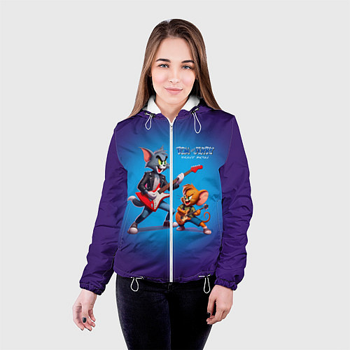 Женская куртка Guitarists Tom and Jerry - heavy metal / 3D-Белый – фото 4