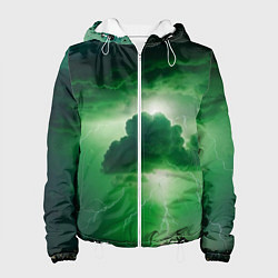 Куртка с капюшоном женская Зелёный гром, цвет: 3D-белый