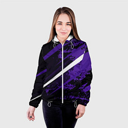 Куртка с капюшоном женская Color black purple line, цвет: 3D-белый — фото 2