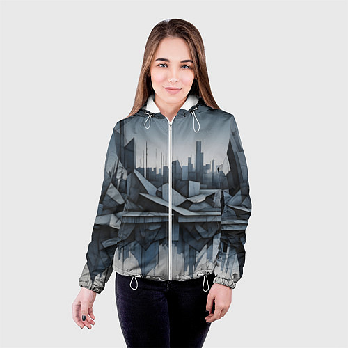 Женская куртка Небоскребы и скалы / 3D-Белый – фото 4