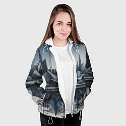 Куртка с капюшоном женская Небоскребы и скалы, цвет: 3D-белый — фото 2