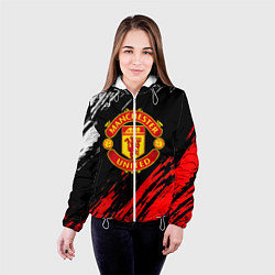 Куртка с капюшоном женская Манчестер юнайтед краски текстура, цвет: 3D-белый — фото 2