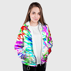 Куртка с капюшоном женская Неоновые краски текстура неон, цвет: 3D-белый — фото 2