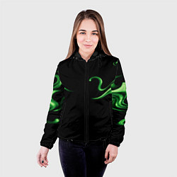 Куртка с капюшоном женская The color is light green abstraction, цвет: 3D-черный — фото 2