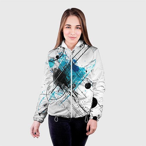 Женская куртка Абстракция цвета / 3D-Белый – фото 4