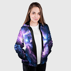 Куртка с капюшоном женская Фиолетовая туманность, цвет: 3D-черный — фото 2