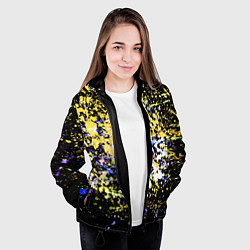 Куртка с капюшоном женская Желто синяя краска на черном, цвет: 3D-черный — фото 2
