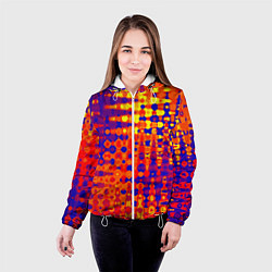 Куртка с капюшоном женская Пламенный сочный оранжево-синий, цвет: 3D-белый — фото 2