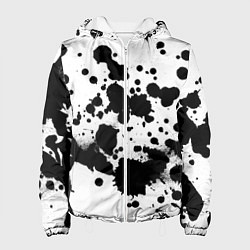 Куртка с капюшоном женская Брызги черной краски, цвет: 3D-белый