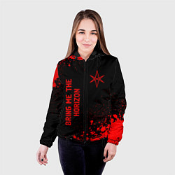 Куртка с капюшоном женская Bring Me the Horizon - red gradient вертикально, цвет: 3D-черный — фото 2