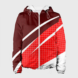 Женская куртка Красно-белый абстрактный с полосами