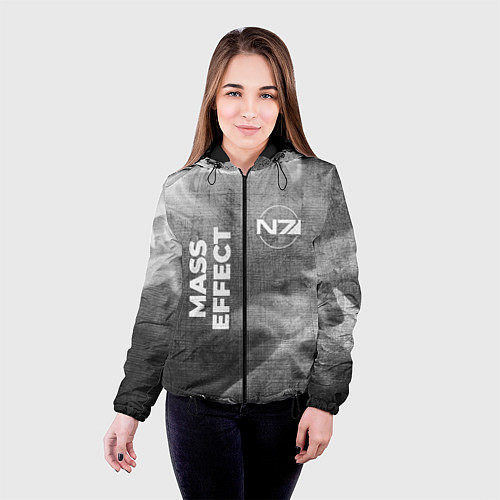 Женская куртка Mass Effect - grey gradient вертикально / 3D-Черный – фото 4