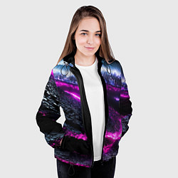 Куртка с капюшоном женская Фентази город неон, цвет: 3D-черный — фото 2