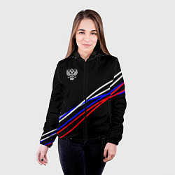 Куртка с капюшоном женская Герб и полосы цветов флага на чёрном, цвет: 3D-черный — фото 2