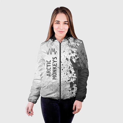 Женская куртка Arctic Monkeys - white gradient по-вертикали / 3D-Черный – фото 4