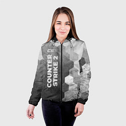 Куртка с капюшоном женская Counter Strike 2 - grey gradient по-вертикали, цвет: 3D-черный — фото 2