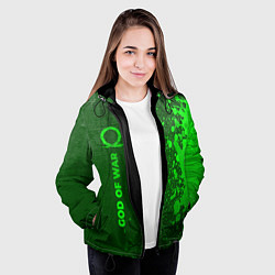 Куртка с капюшоном женская God of War - green gradient по-вертикали, цвет: 3D-черный — фото 2