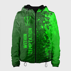 Куртка с капюшоном женская Within Temptation - green gradient по-вертикали, цвет: 3D-черный