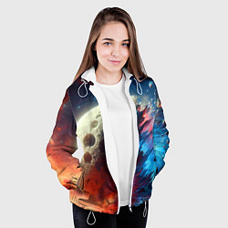 Куртка с капюшоном женская Разрыв космического тела - нейроарт, цвет: 3D-белый — фото 2