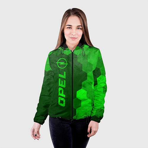 Женская куртка Opel - green gradient по-вертикали / 3D-Черный – фото 4