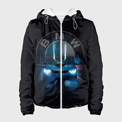 Куртка с капюшоном женская BMW на мосту, цвет: 3D-белый