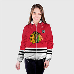 Куртка с капюшоном женская Чикаго Блэкхокс хоккей, цвет: 3D-белый — фото 2