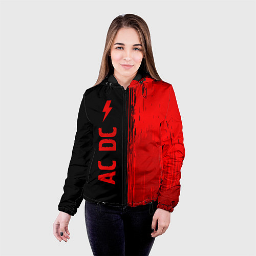 Женская куртка AC DC - red gradient по-вертикали / 3D-Черный – фото 4