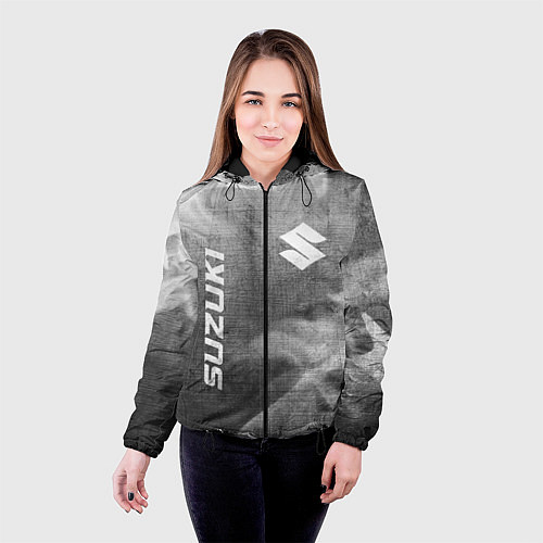 Женская куртка Suzuki - grey gradient вертикально / 3D-Черный – фото 4