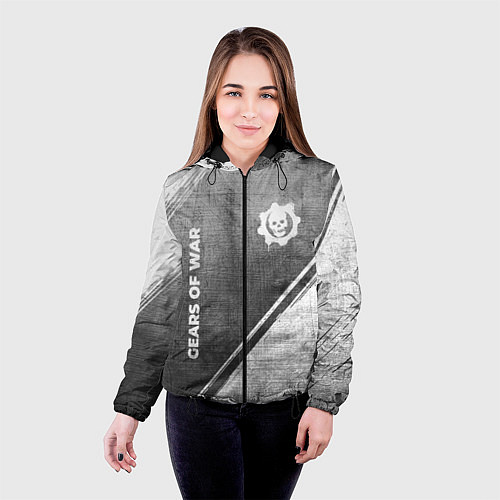 Женская куртка Gears of War - grey gradient вертикально / 3D-Черный – фото 4