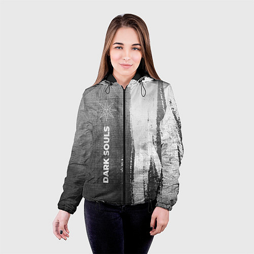 Женская куртка Dark Souls - grey gradient по-вертикали / 3D-Черный – фото 4