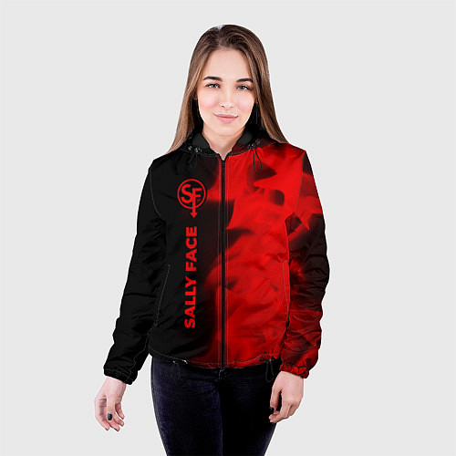 Женская куртка Sally Face - red gradient по-вертикали / 3D-Черный – фото 4