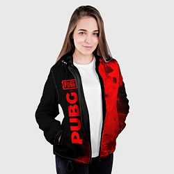 Куртка с капюшоном женская PUBG - red gradient по-вертикали, цвет: 3D-черный — фото 2