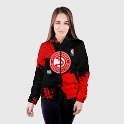 Куртка с капюшоном женская Atlanta Hawks black and red, цвет: 3D-черный — фото 2