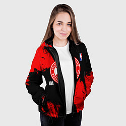 Куртка с капюшоном женская Atlanta Hawks black and red, цвет: 3D-черный — фото 2