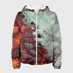 Куртка с капюшоном женская Башня в облаках, цвет: 3D-белый