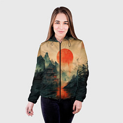 Куртка с капюшоном женская Старый Японский монастырь, цвет: 3D-черный — фото 2