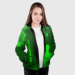 Куртка с капюшоном женская No Mans Sky - green gradient вертикально, цвет: 3D-черный — фото 2