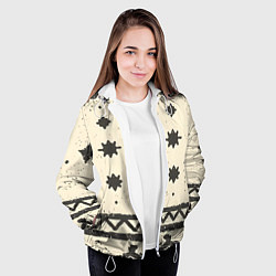 Куртка с капюшоном женская Африканские примитивные узоры, цвет: 3D-белый — фото 2